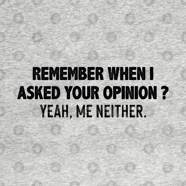 Remember When I Asked Your Opinion Yeah, Me Neither by gabrielakaren